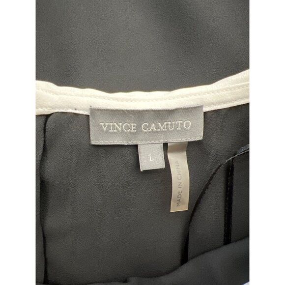 Vince Camuto Women Black White Sleeveless Sheer Chiffon Blouse Size L - Picture 6 of 7